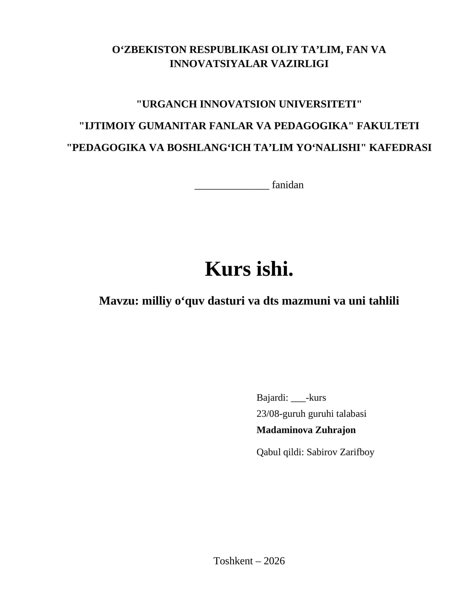 milliy oʻquv dasturi va dts mazmuni va uni tahlili