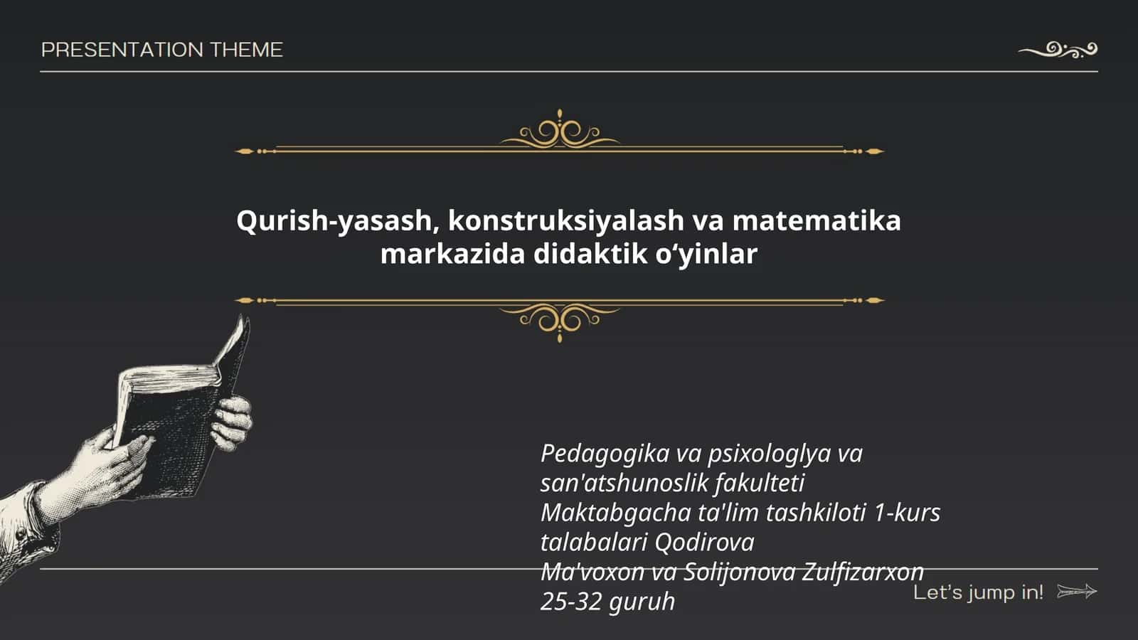 Qurish-yasash, konstruksiyalash va matematika markazida didaktik oʻyinlar
