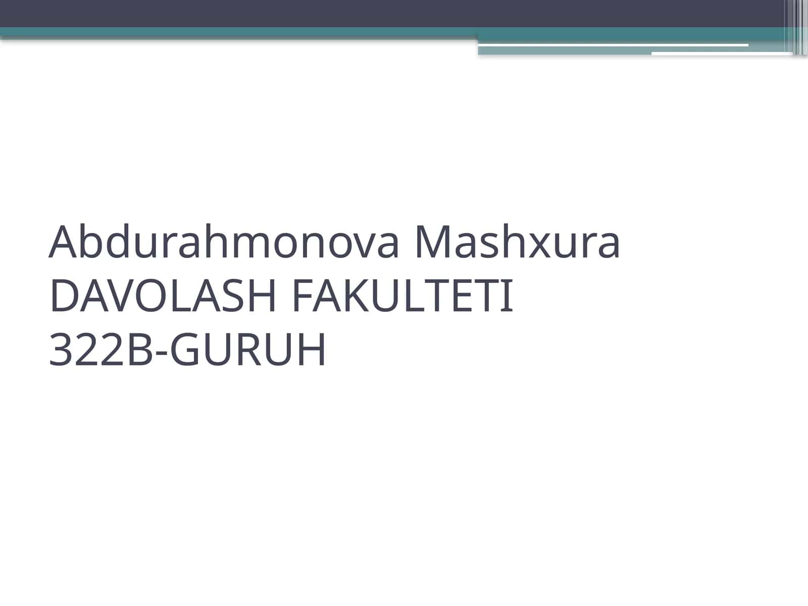 OVQATLANISHNING ADEKVATLIGINI TEKSHRISH VA BAHOLASH