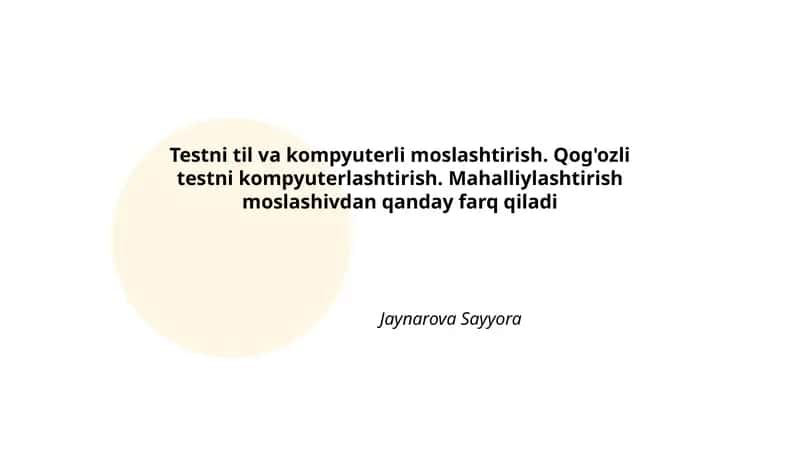 Testni til va kompyuterli moslashtirish
