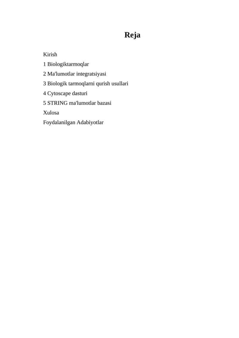 Biologik tarmoqlar va ma'lumotlar integratsiyasi