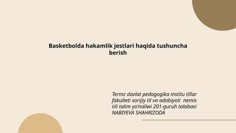 Basketbolda hakamlik jestlari haqida tushuncha berish