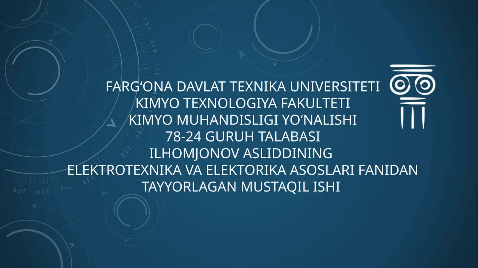 Elektrotexnika va elektorika asoslari fanidan tayyorlagan Mustaqil ishi