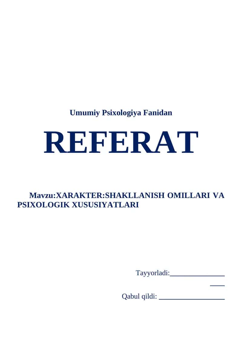 Umumiy Psixologiya Fanidan