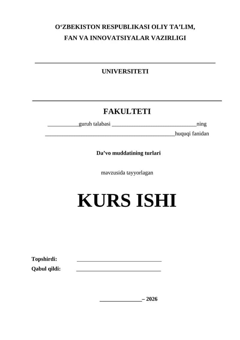 Da’vo muddatining turlari KURS ISHI