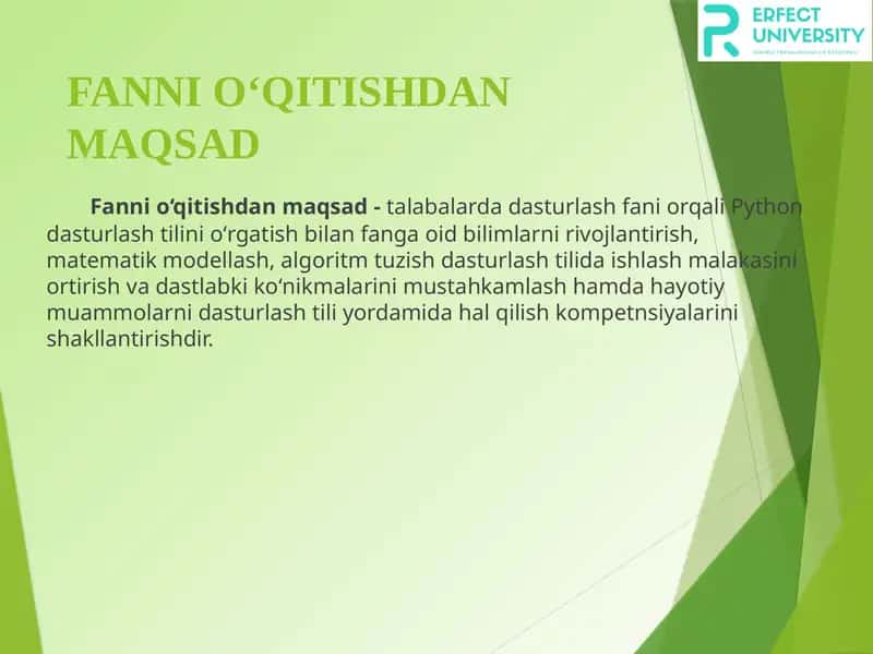 FANNI O‘QITISHDAN MAQSAD