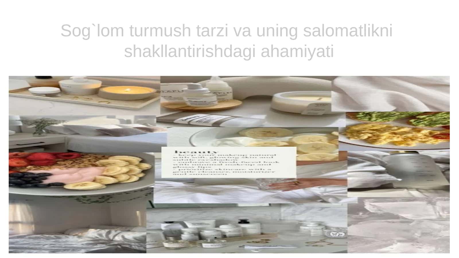 Sog‘lom turmush tarzi va uning salomatlikni shakllantirishdagi ahamiyati
