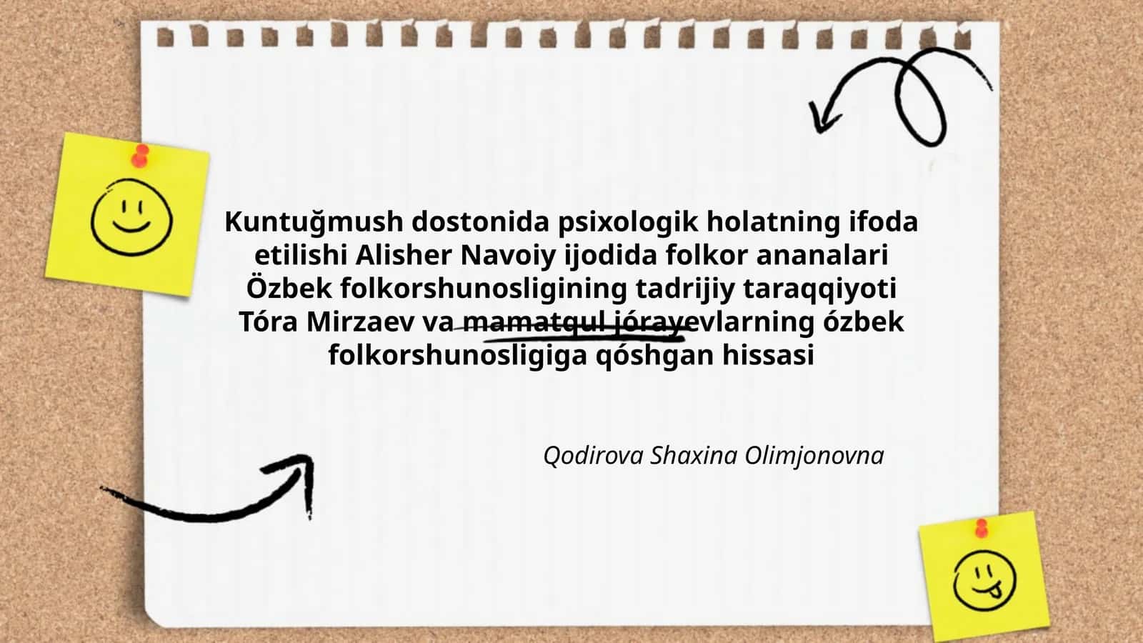 Kuntuğmush dostonida psixologik holatning ifoda etilishi