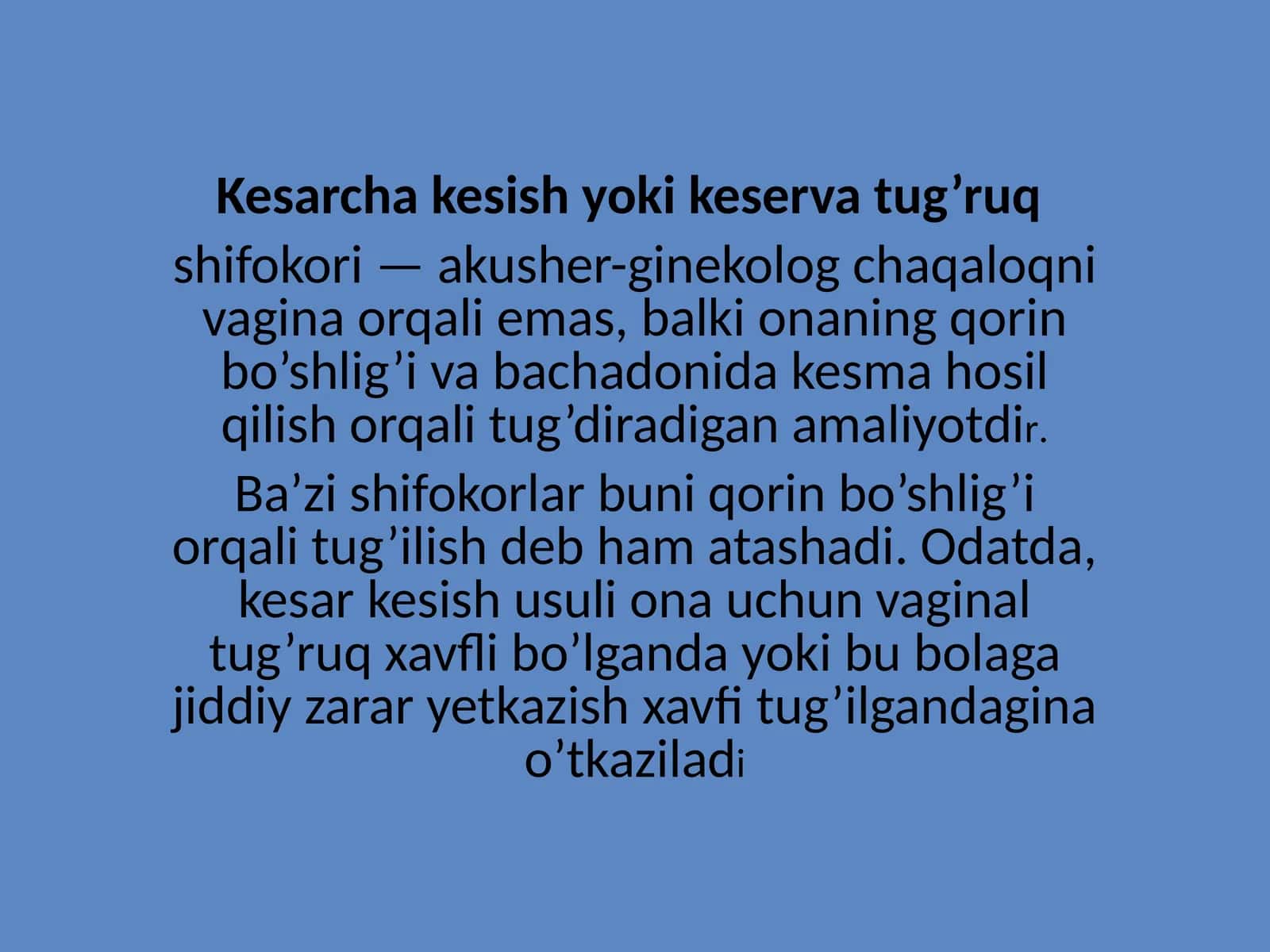 Kesarcha kesish yoki keserva tug’ruq