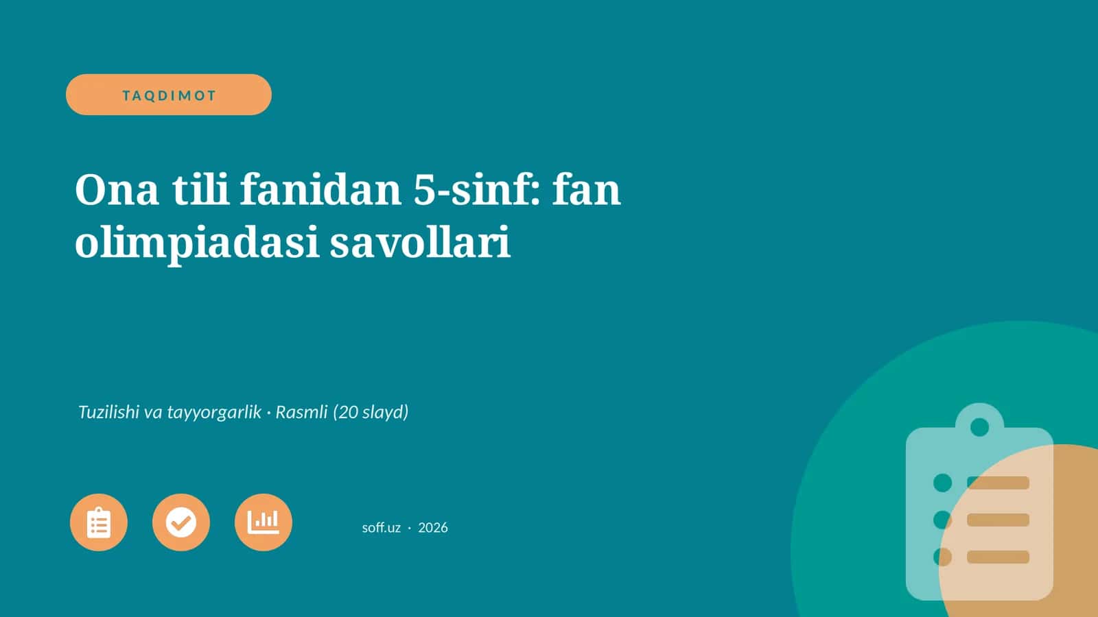 Ona tili fanidan 5-sinf: fan olimpiadasi savollari