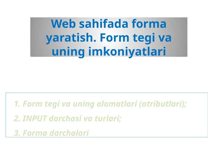 Forma Yaratish