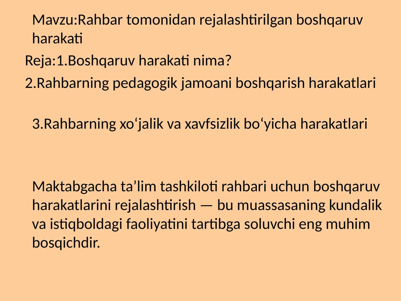 Rahbar tomonidan rejalashtirilgan boshqaruv harakati