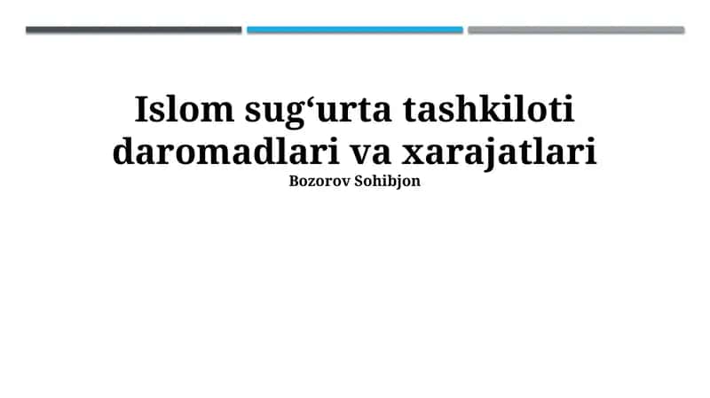 Islom sugʻurta tashkiloti daromadlari va xarajatlari
