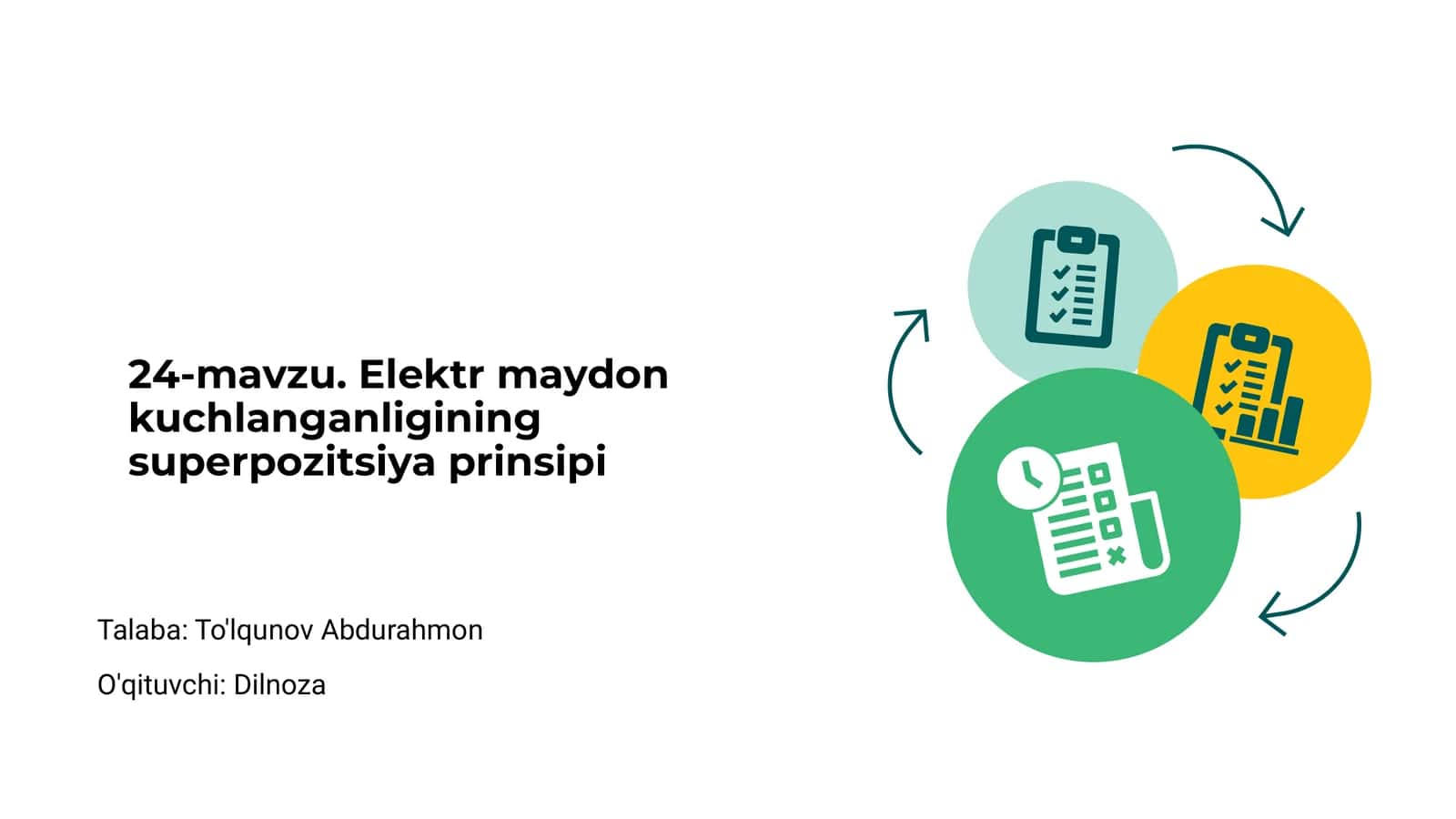Elektr maydon kuchlanganligining superpozitsiya prinsipi