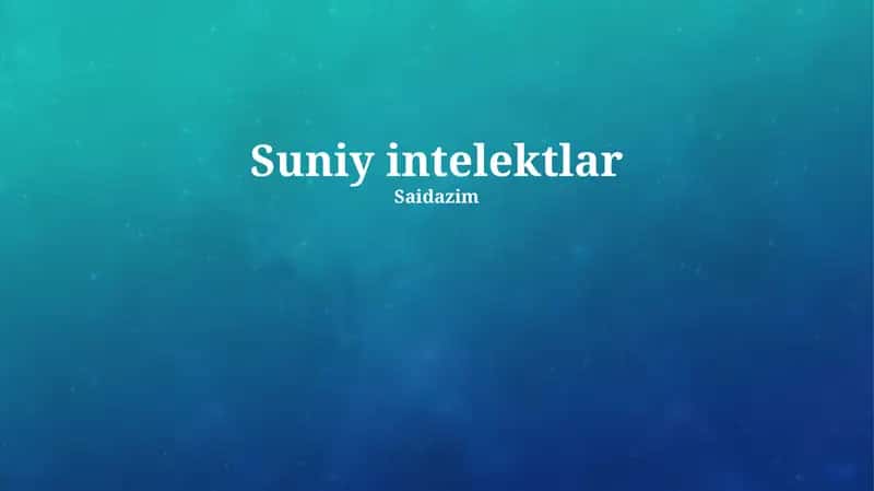 Sun'iy intellektning qo'llanilishi