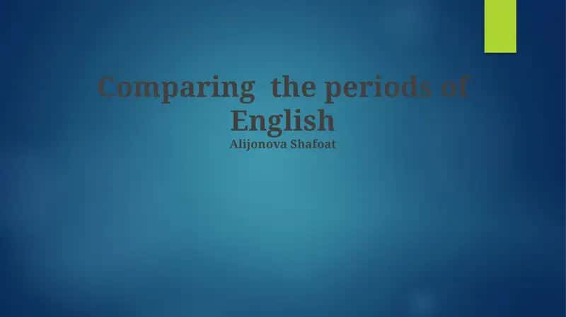 English Periods Comparison