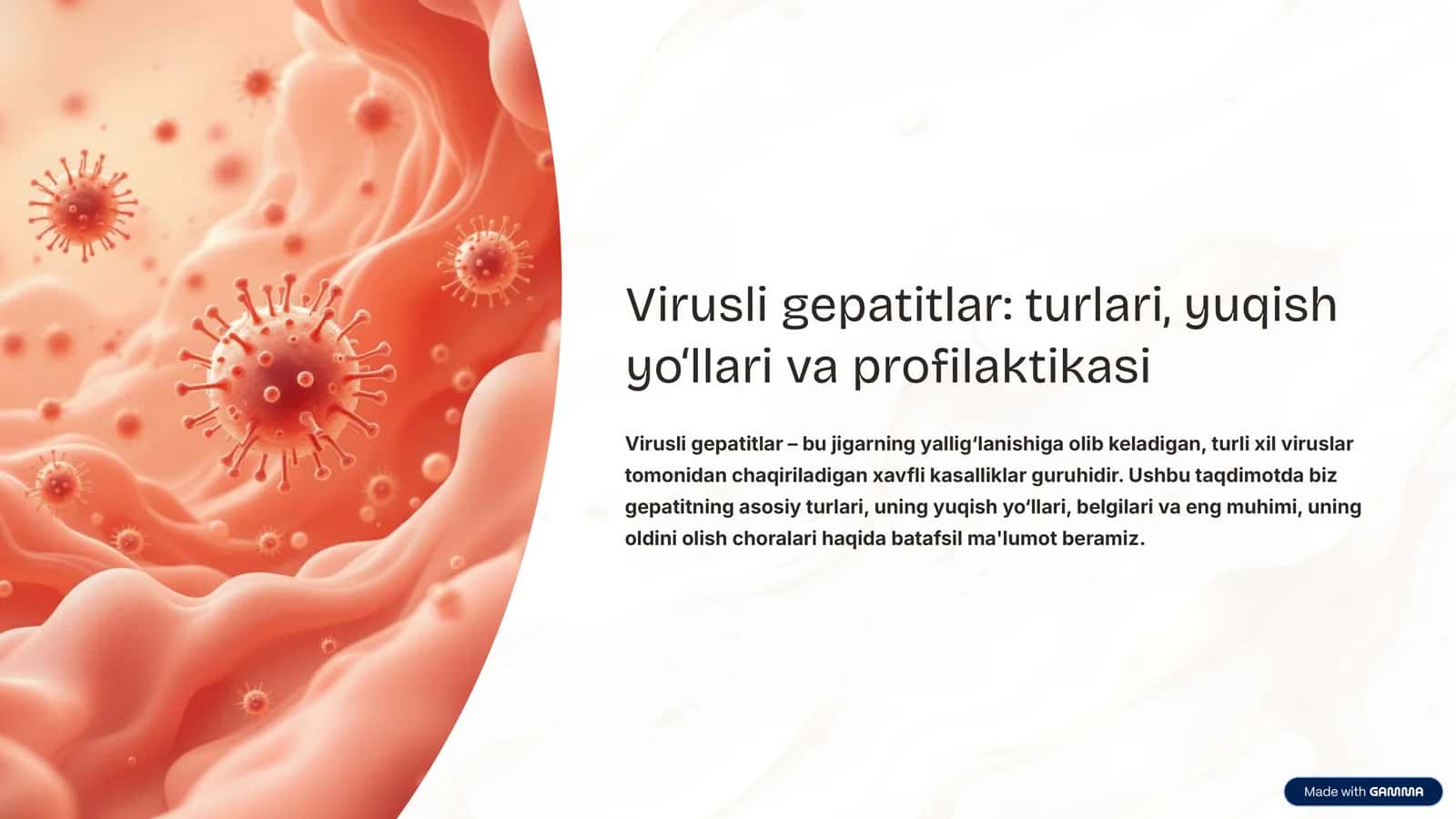 Virusli gepatitlar: turlari, yuqish yo‘llari va profilaktikasi