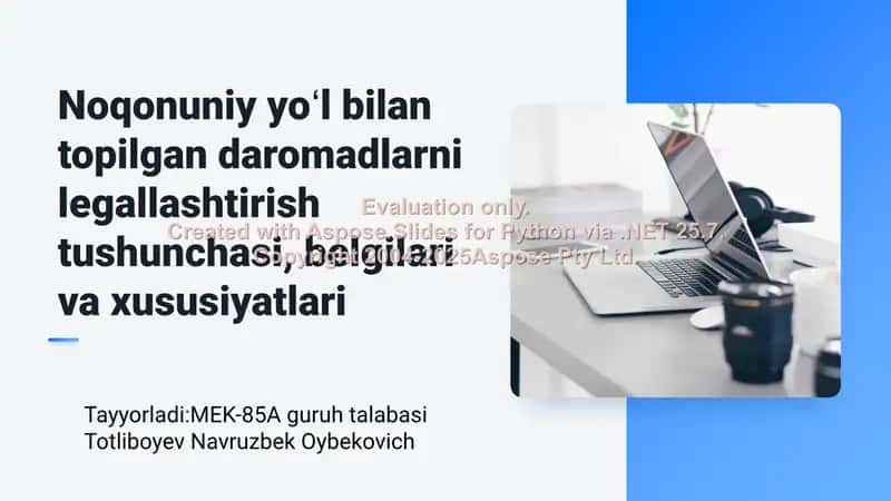 Noqonuniy yoʻl bilan topilgan daromadlarni legallashtirish tushunchasi, belgilari va xususiyatlari