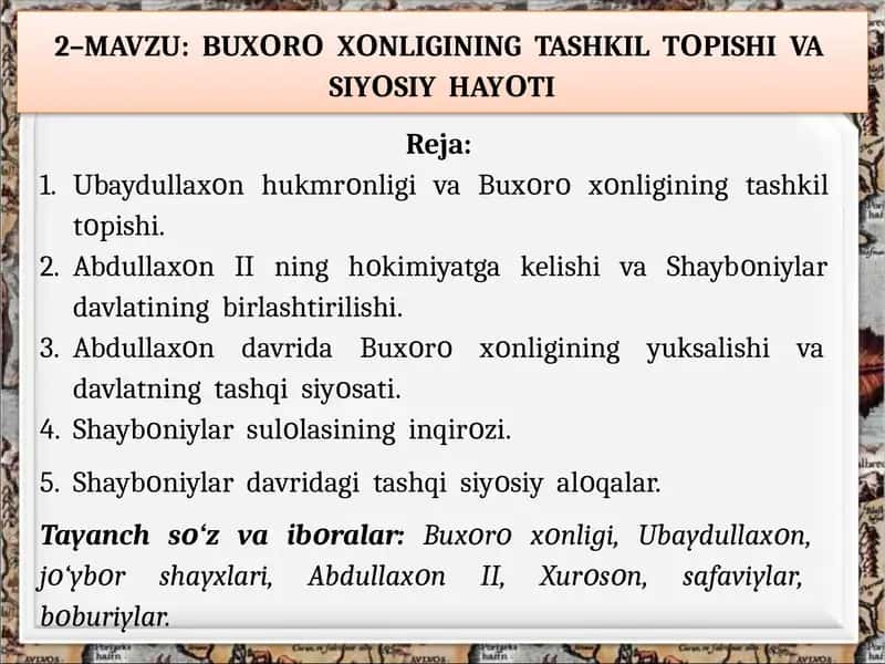 BUXΟRΟ XΟNLIGINING TASHKIL TΟPISHI VA SIYΟSIY HAYΟTI