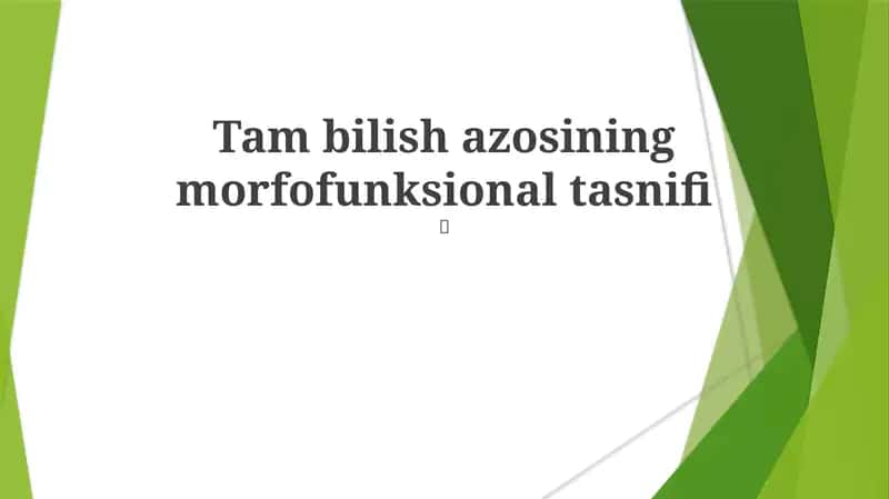 Tam bilish azosining morfofunksional tasnifi