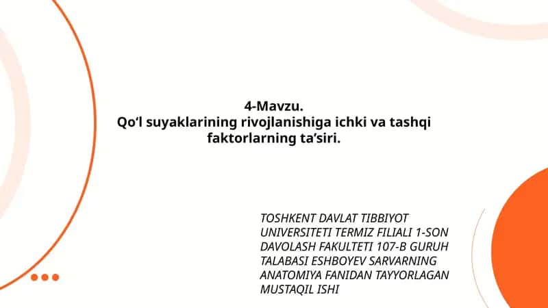 Qo‘l suyaklarining rivojlanishi