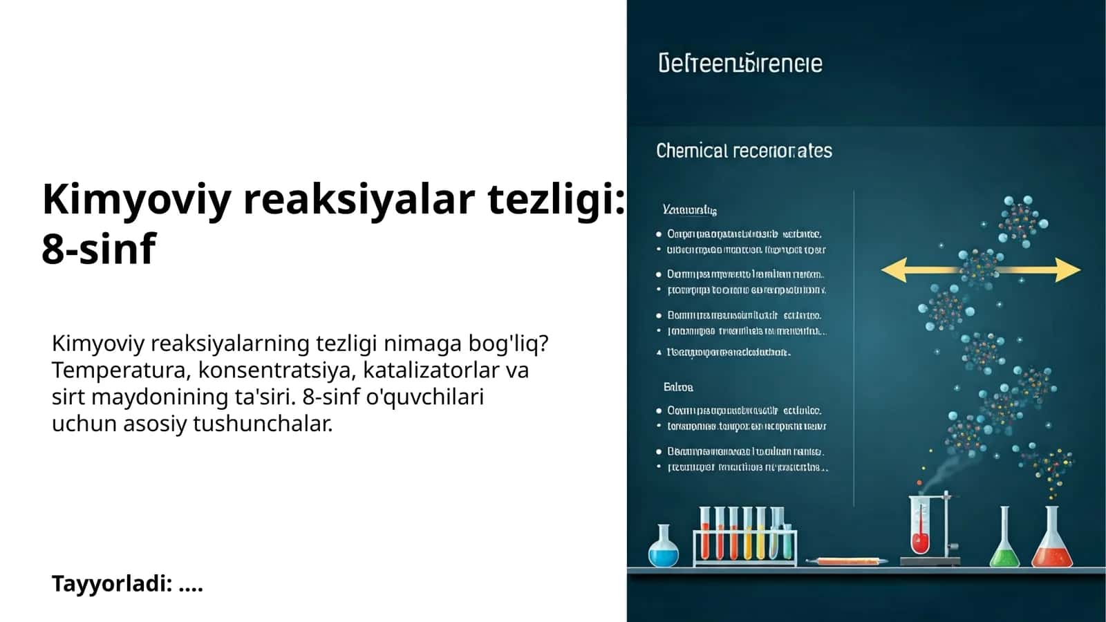 Kimyoviy reaksiyalar tezligi: 8-sinf