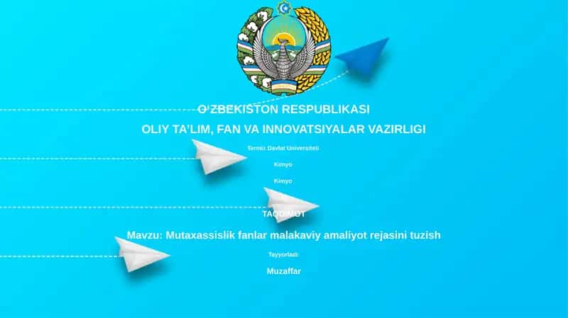 Mutaxassislik fanlar malakaviy amaliyot rejasini tuzish