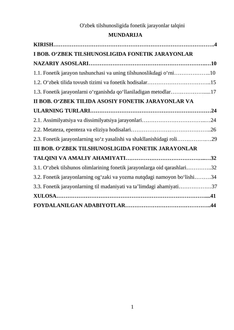 O'zbek tilshunosligida fonetik jarayonlar talqini