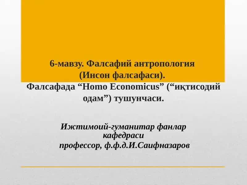 Фалсафий антропология(Инсон фалсафаси)