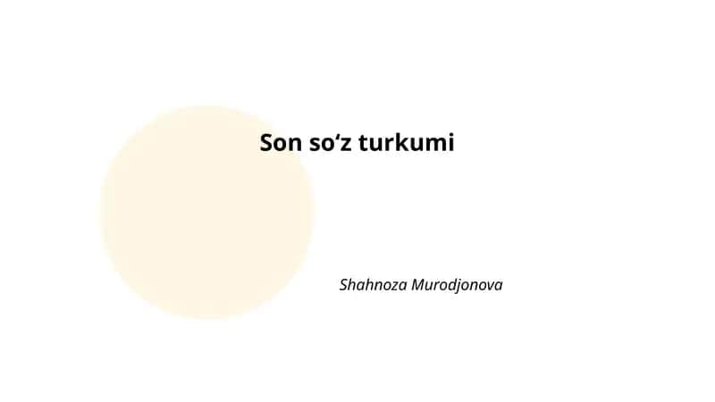 Son soʻz turkumi