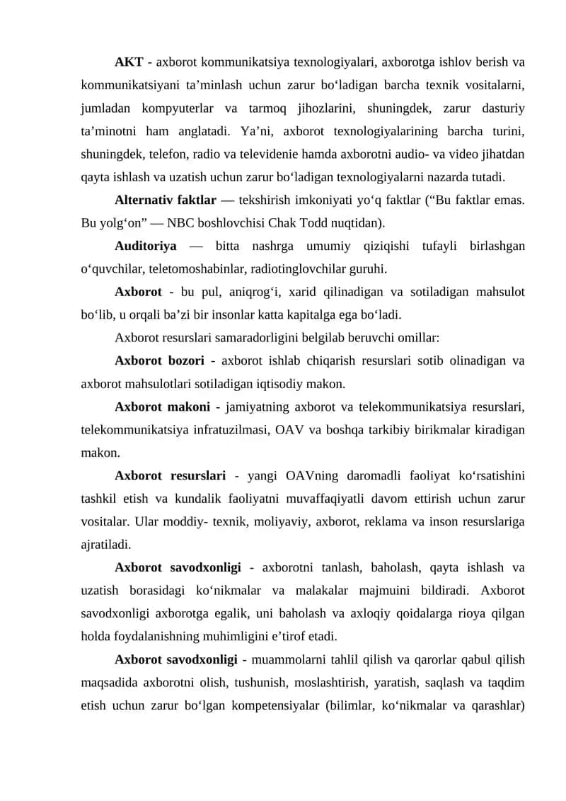 Аxborot kommunikаtsiyа texnologiyаlаri