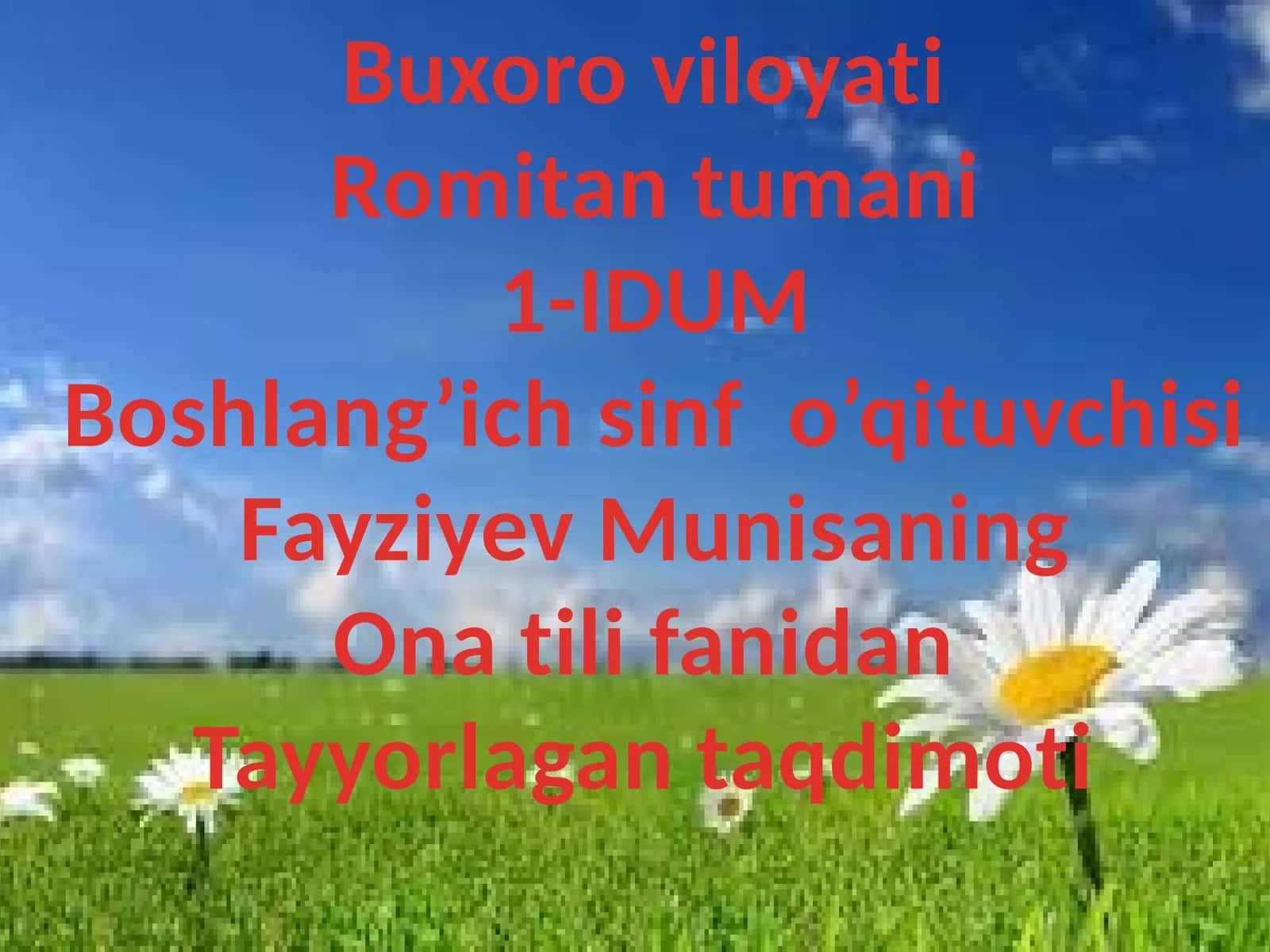 3-sinf Ona tili fanidan Rang-tus va maza-ta'm dars ishlanma