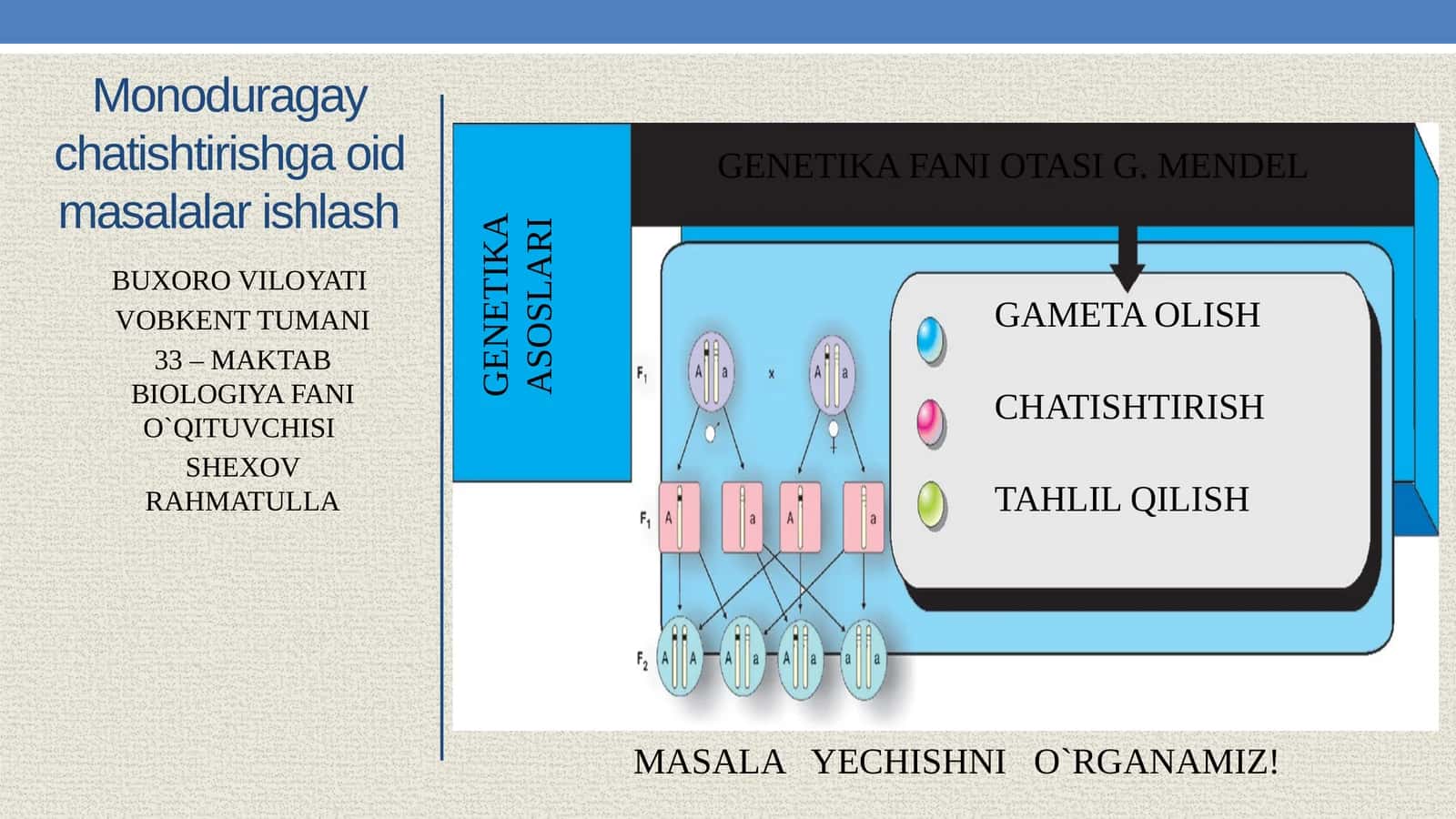 GENETIKADAN MASALA ISHLASH
