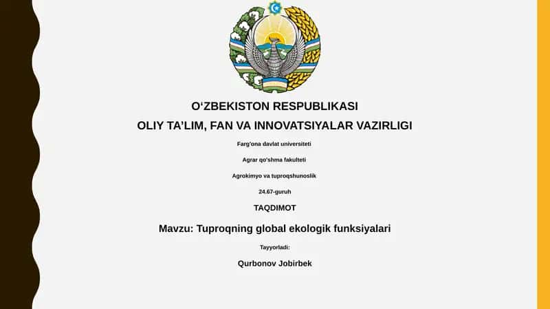 Tuproqning global ekologik funksiyalari