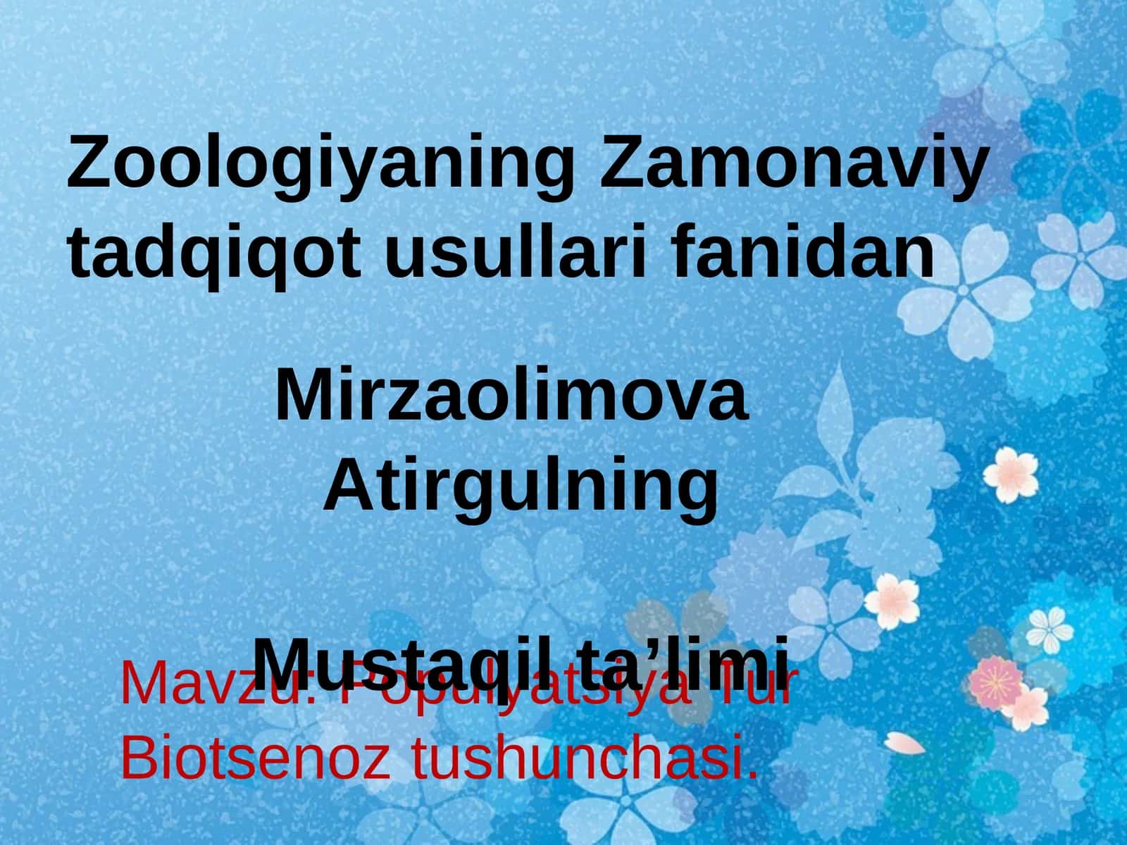 PopulyatsiyaTur Biotsenoz tushunchasi