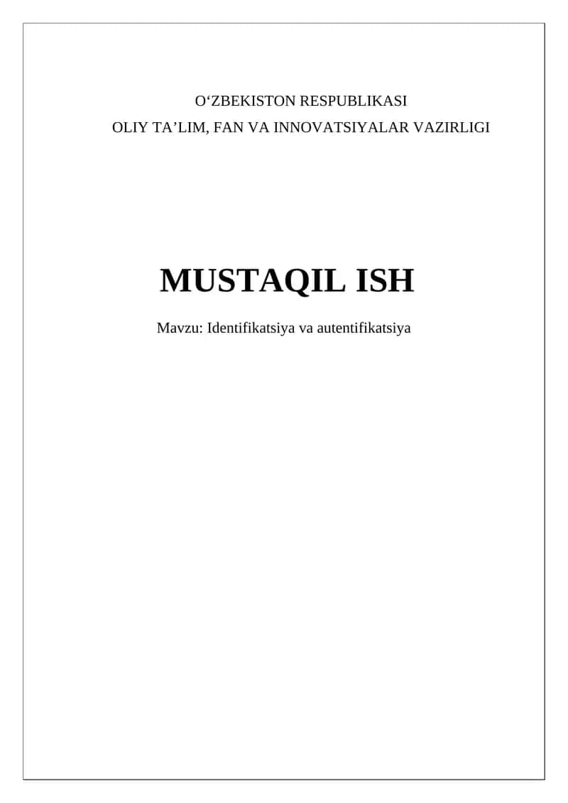 Identifikatsiya va autentifikatsiya