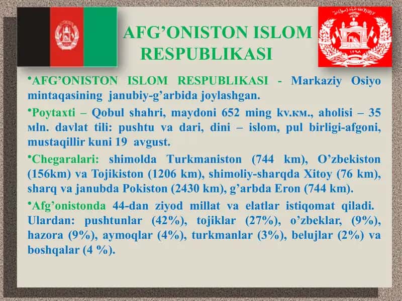 AFG’ONISTON ISLOM RESPUBLIKASI