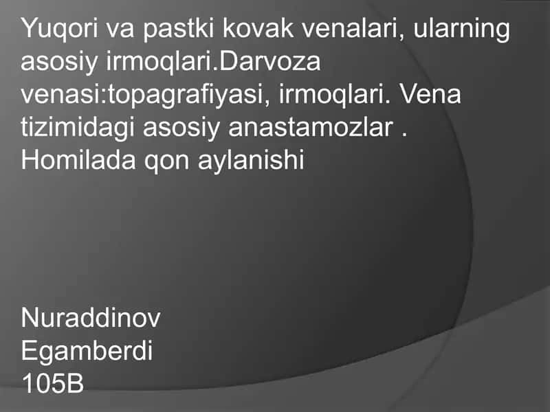 yuqori va pastki kovak vena anatomiyasi pptx