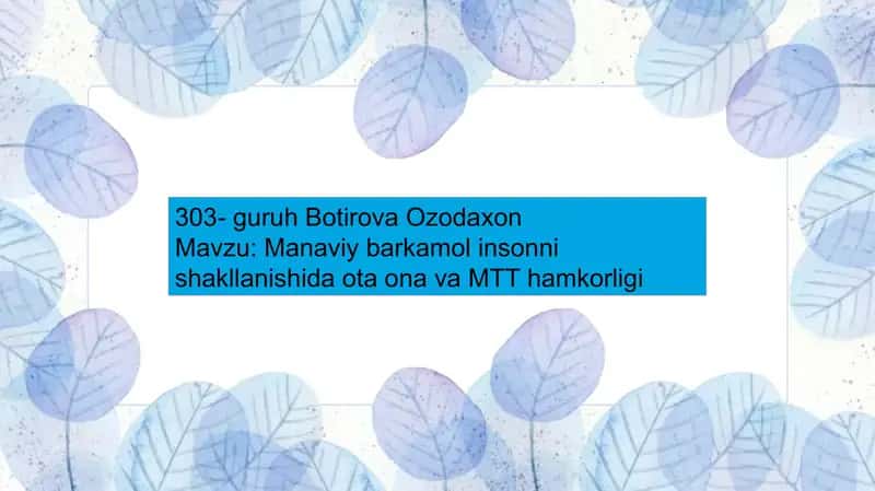 Oila va bolalar bog‘chasi