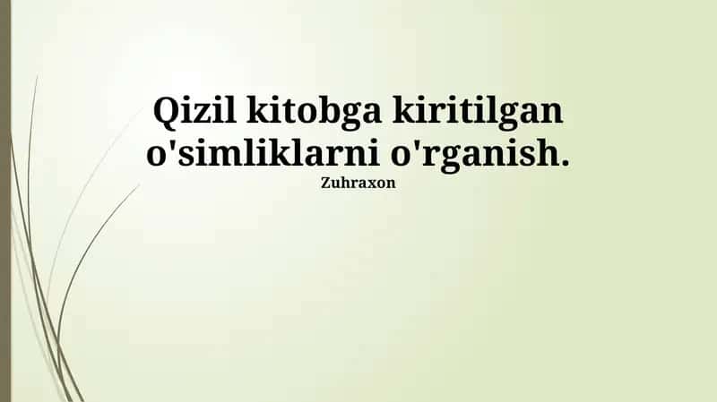 Qizil Kitobga kiritilgan o'simliklarni o'rganish