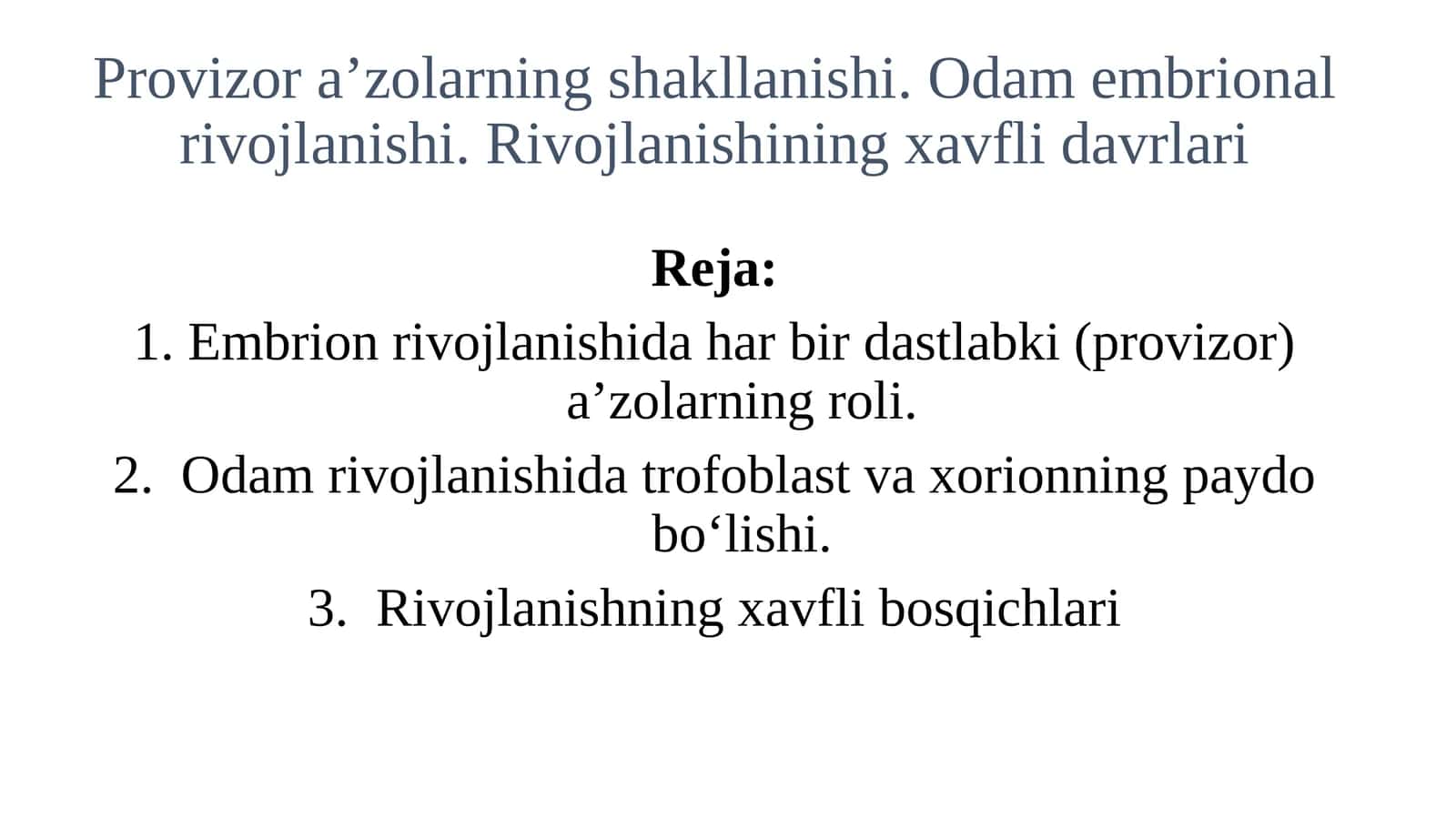 Provizora' zolarning shakllanishi