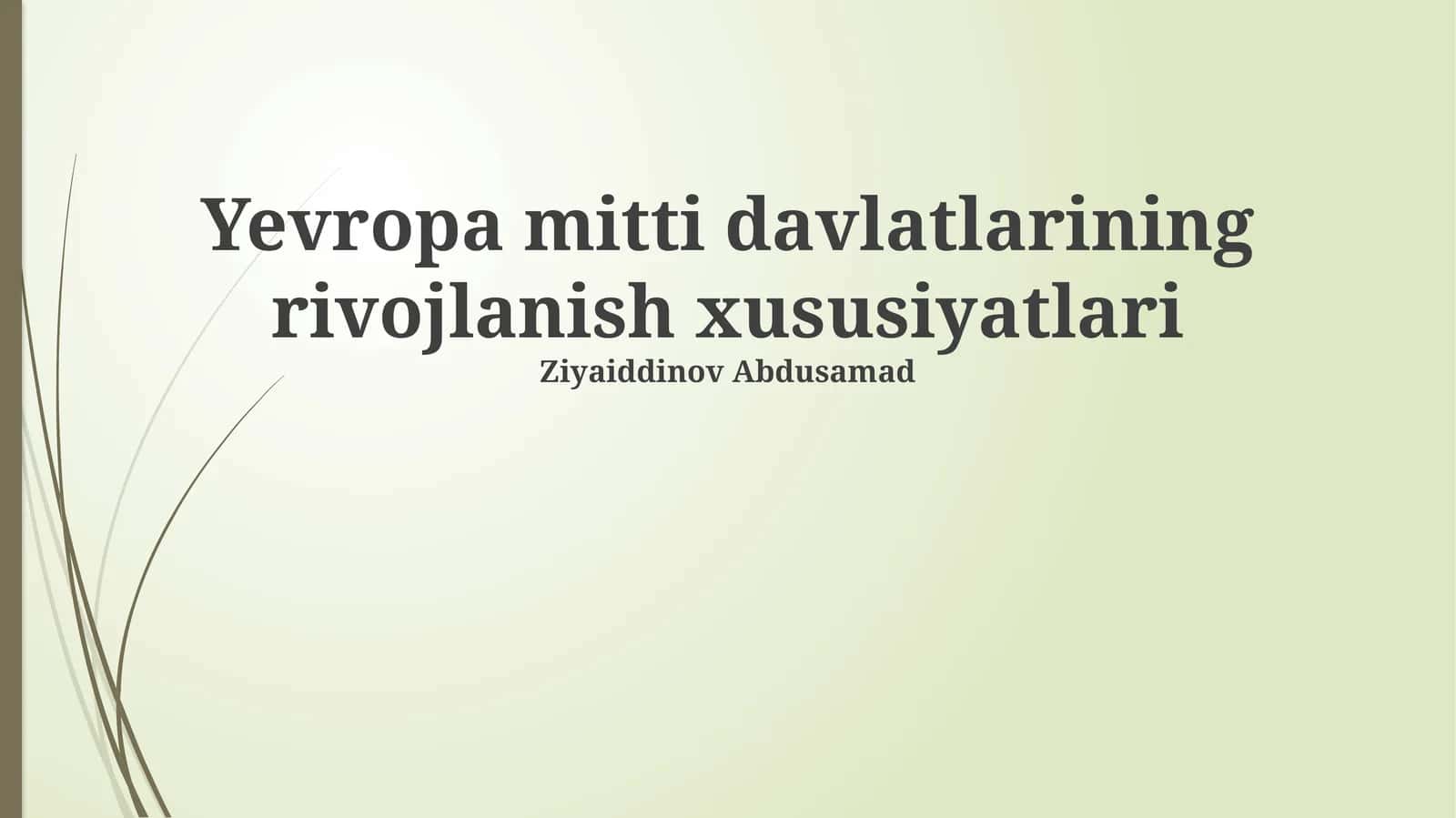 Evropa mitti davlatlarining rivojlanish xususiyatlari