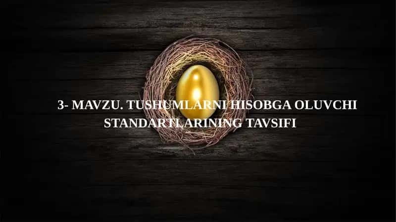MAVZU. TUSHUMLARNI HISOBGA OLUVCHI STANDARTLARINING TAVSIFI