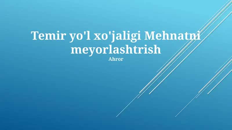 Temir yo'l xo'jaligi Mehnatni meyorlashtrish