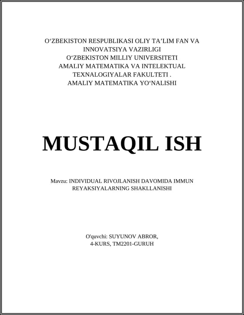 Embrional davrda immun tizimining shakllanishi