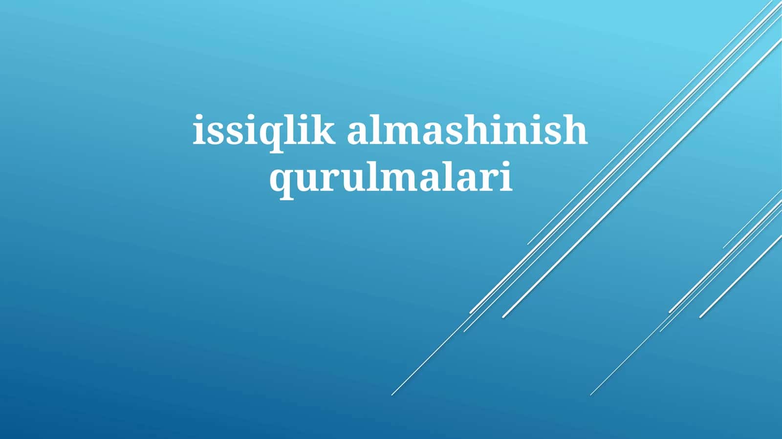Issiqlik almashinuvchilar asoslari