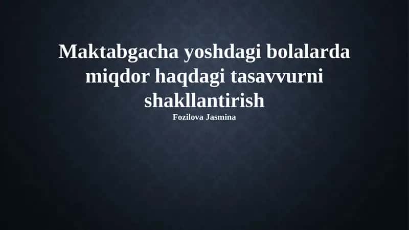 Miqdor Haqida Tasavvur