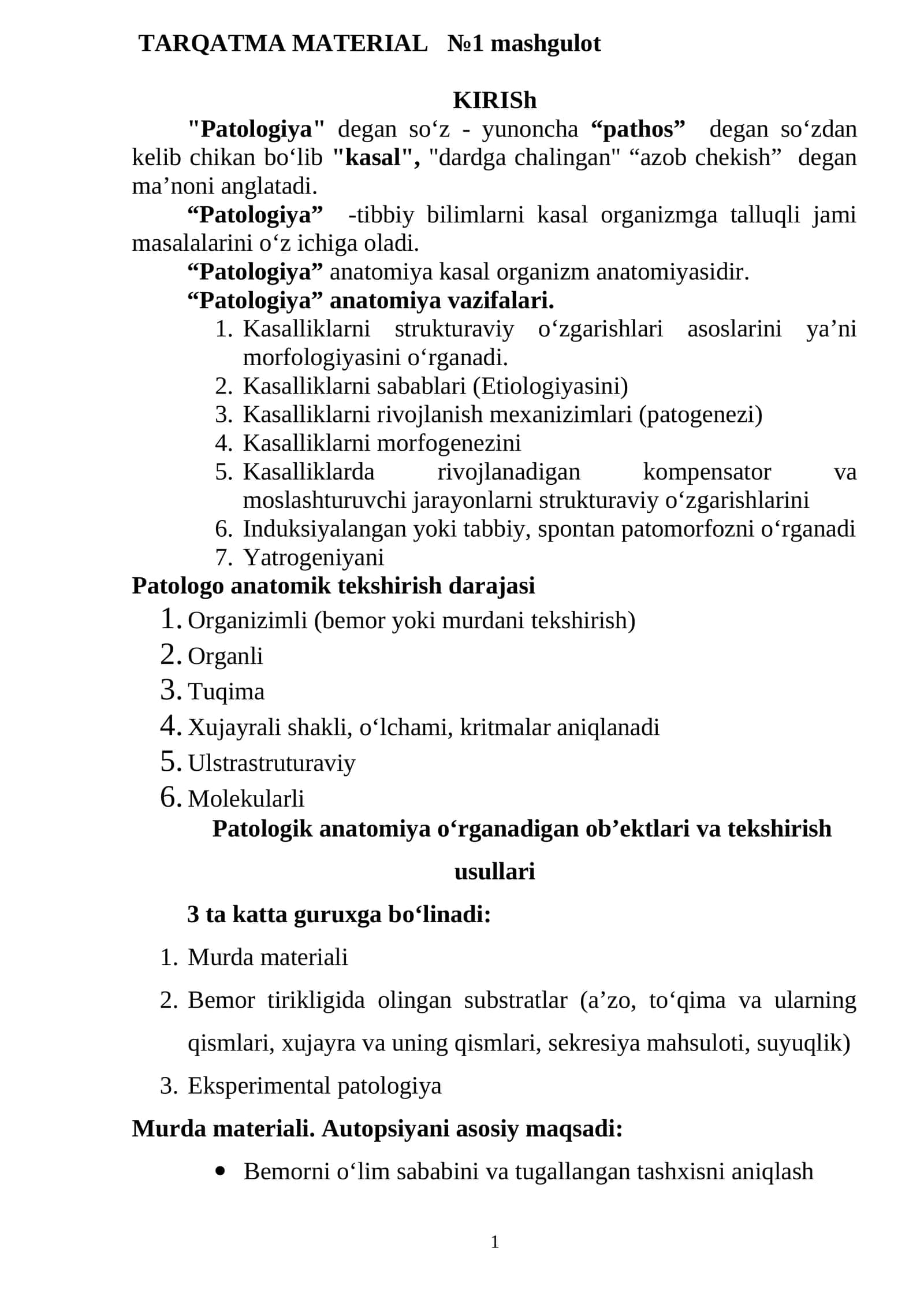 TARQATMA MATERIAL №1 mashgulot