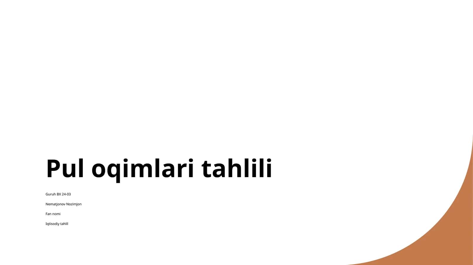 Pul oqimlari tahlili