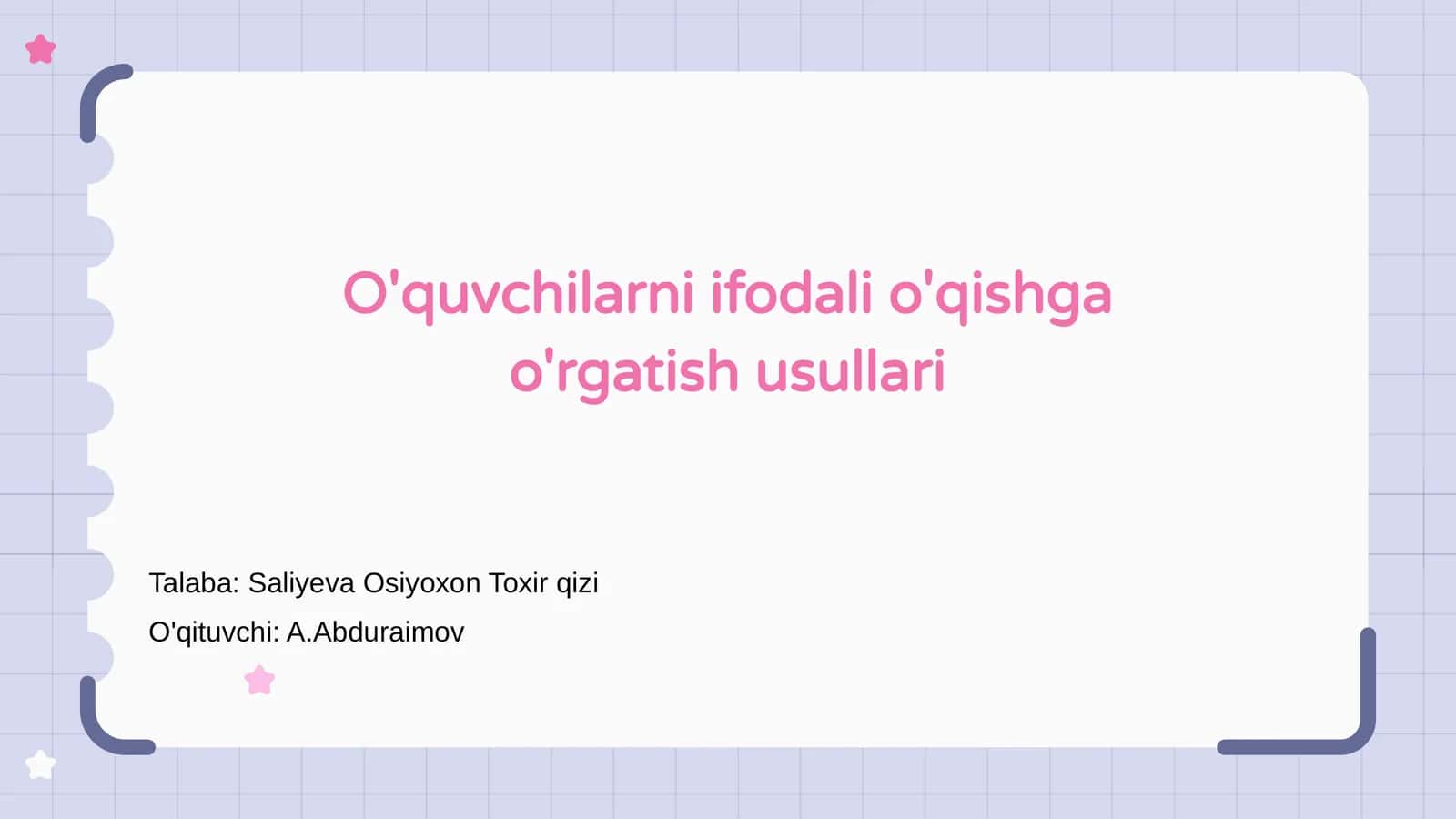 O'quvchilarni ifodali o'qishga o'rgatish usullari